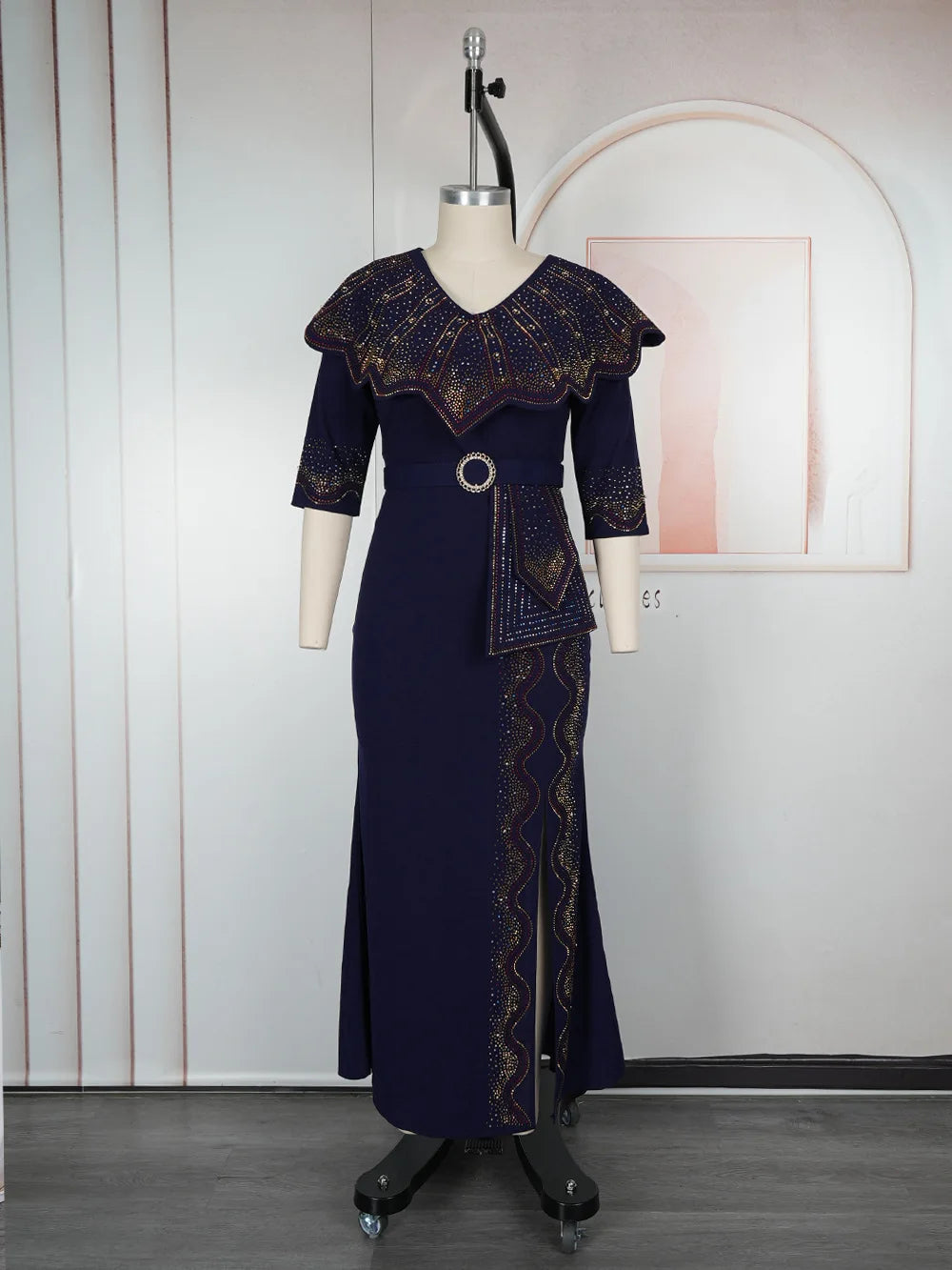 Amay Plus Size Party Dresses for Women Dashiki Diamond Bodycon Long Dress Elegant Muslim Wedding Evening Gowns Outfits
