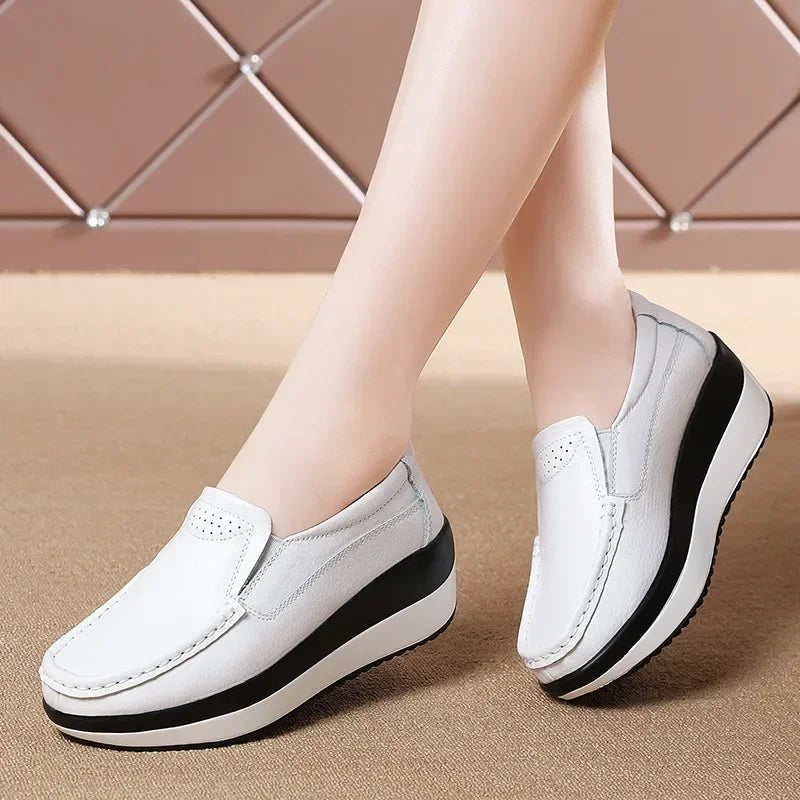 Maxy Spring Women's Loafers Comfortable Female Vulcanized Shoes Wedge Orthopedic Slip-on Platform Shoes for Women