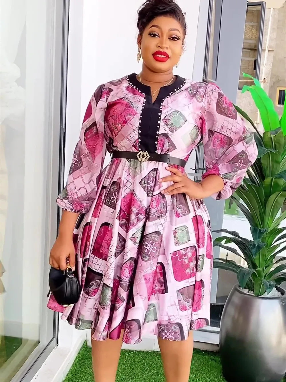 Amay Plus Size Party Dresses for Women New Fashion Chiffon Print Maxy Long Dress Elegant Muslim Gown Ladies Clothing
