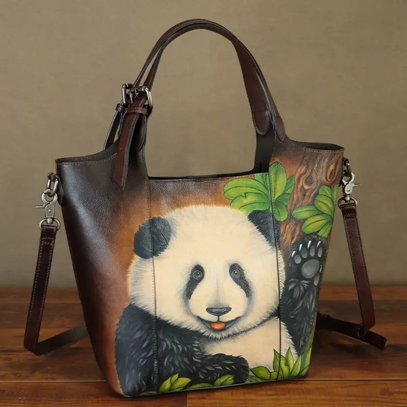 Maxy First Layer Cowhide Leather Women's Handbag Vintage Female Hand Drawn Tote Bag Large Capacity Shoulder Crossbody Bags