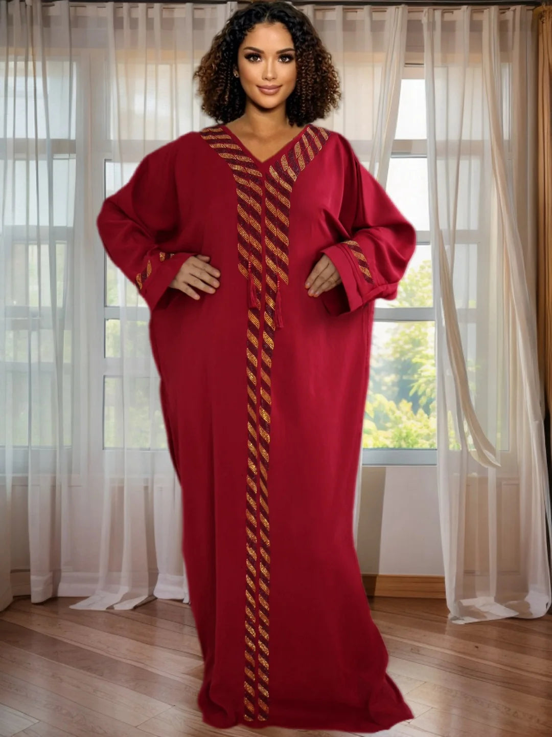 Maxy Women's Dashiki Rhinestone Dress African Kaftan - Elegant Evening Party Dress Ankara Shinny Long Gown