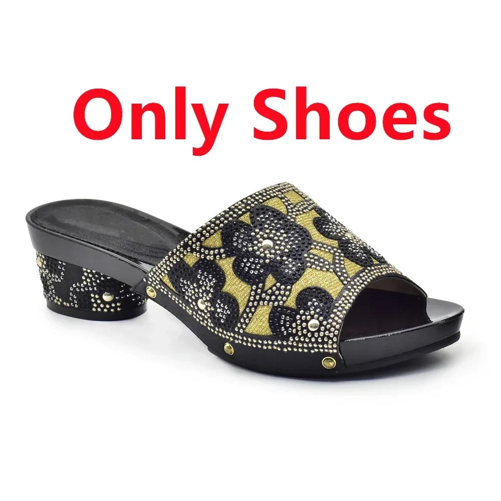 Maxy Silver African Matching Shoes and Bags Italian In Women Italian Shoes and Bags To Match Shoes with Bag Set Decorated with Stone