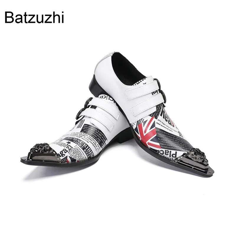 Amay White Genuine Leather Dress Shoes Man Italian Type Fashion Slip on Pointed Toe Formal, Business, Party Shoes Man!