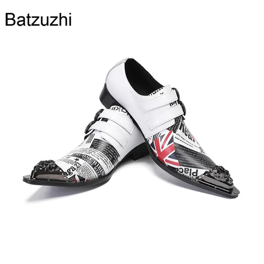 Amay White Genuine Leather Dress Shoes Man Italian Type Fashion Slip on Pointed Toe Formal, Business, Party Shoes Man!