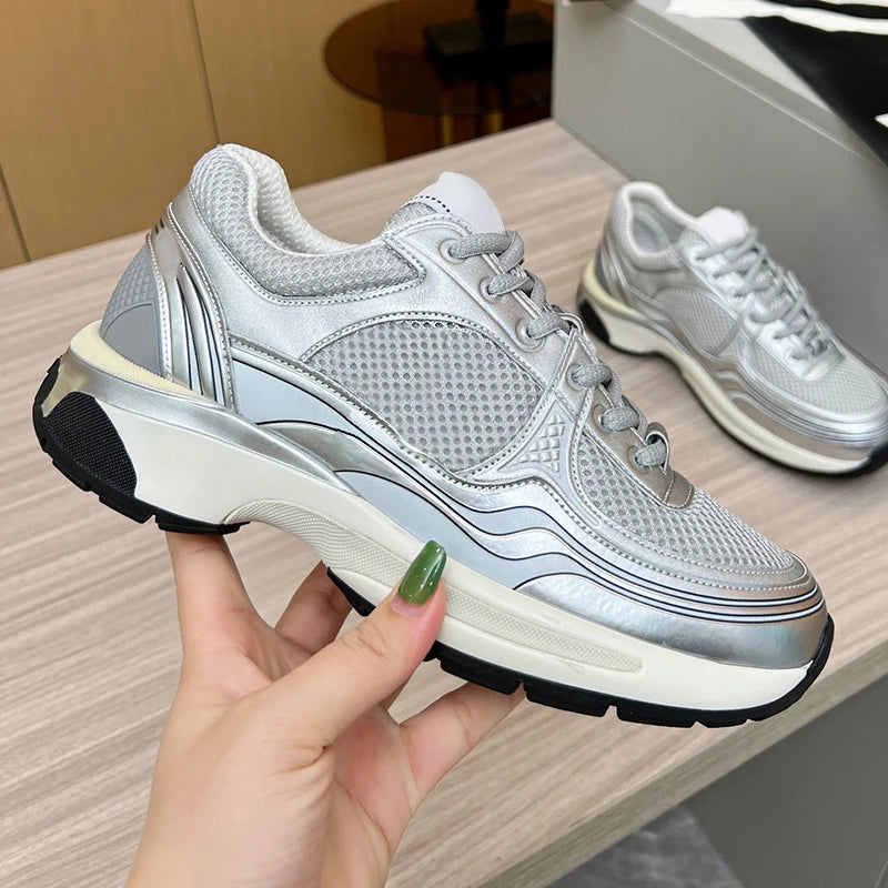 Maxy Women's casual shoes sports shoes breathable mesh flat bottom travel shoes lace up women's shoes