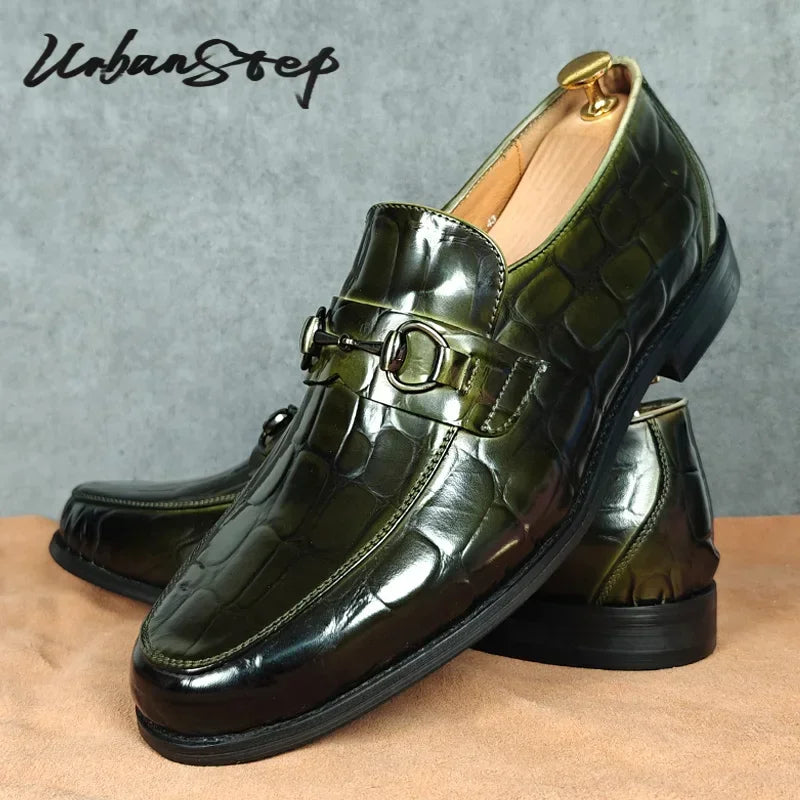 Maxy Luxury Mens Leather Shoes Genuine Leather Horsebit Loafers Moccasin Social Casual Shoes Wedding Formal Dress Driving Men Shoes