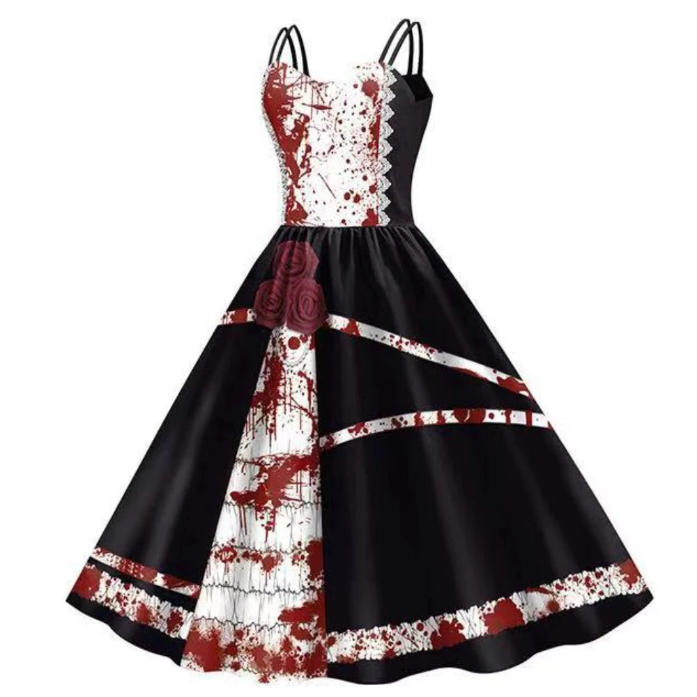 Babs High Quality Hot Selling 2024 New Halloween Dress Women's Dress Printed Thriller Long Dress Y2k Bodycon