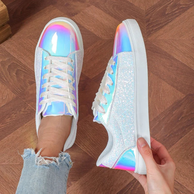 Amay Hot Fashion Red Women's Sneaker Comfortable Flat Low Cut Casual Sneaker Shoes Women Autumn Mirrors Plus Size 46 Skateboard Shoes