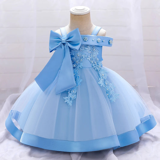 Maxy Baby Girl Baptism Newborn Photography Clothing Toddler Birthday Bow Summer Dress Kids Christening Children Princess Ball Gown