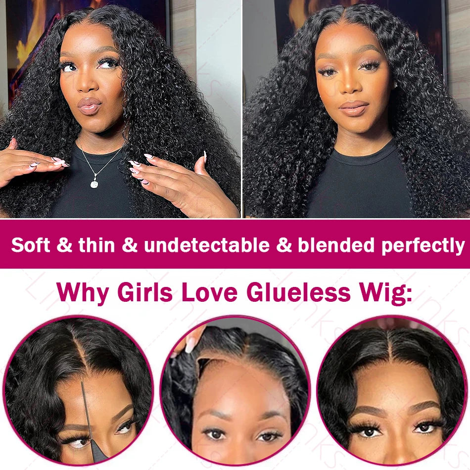 Maxy Deep Wave Glueless Wigs Human Hair Pre Plucked Pre Cut 5x5 4x4 Wigs Curly Lace Wigs Human Hair 250 Density Wet And Wavy