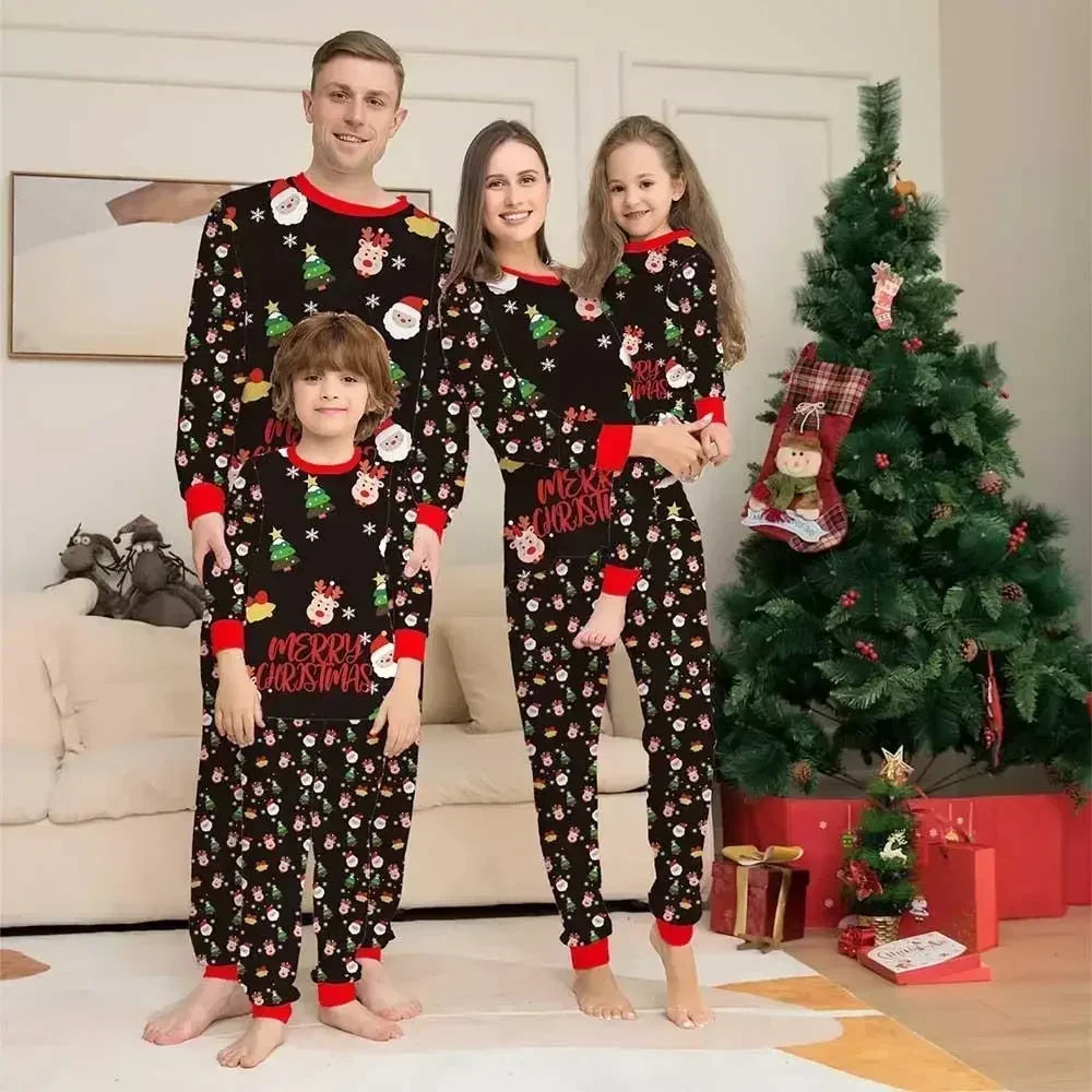 Christmas Soft Pajamas Family Matching Outfits Print Sleepwear Set Mom Daughter Dad Son Baby Look Matching Clothing Xmas Pajamas