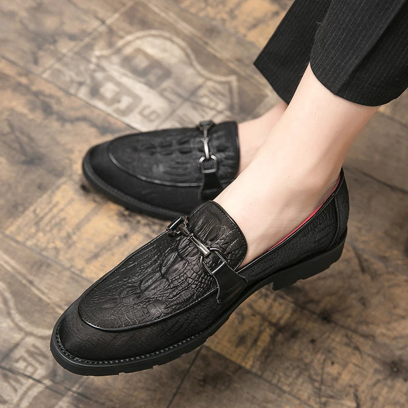 Amay Luxurious Designer Italian Wedding Casual Business Crocodile Leather Suit Luxury Formal Mens Dress Loafers Oxfords Shoes for Men