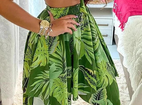 Maxy Women Two-piece Set Floral Flower Print Tank Top & High Waist Mini Skirt Sexy Summer Clothes