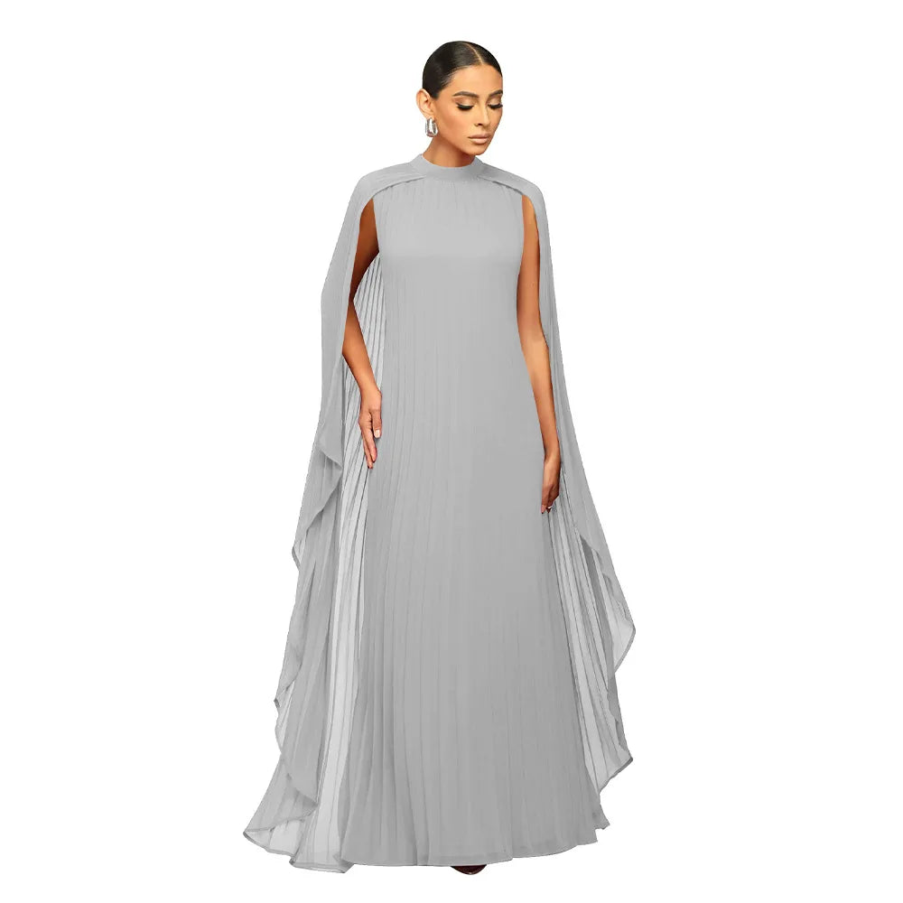 Maxy Dashiki African Dresses for Women Spring Fashion O-neck Long Sleeve Solid Color Long Maxy Dress African Clothes Women