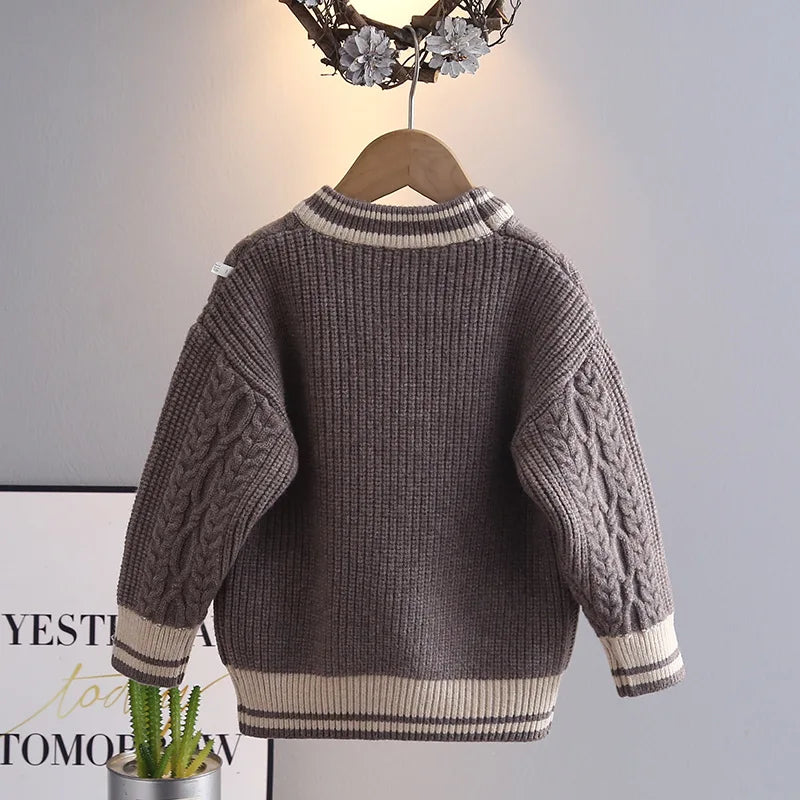 Maxy Boys Sweaters Spring Autumn 2025 Children's Clothes Woolen Jersey Sweater Tops For Baby Outerwear Kids Knitted Costume Teenagers