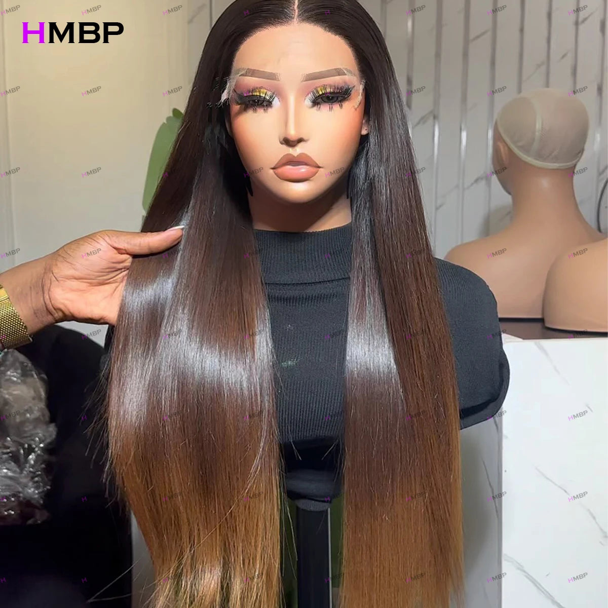 Maxy Ombre 1b/30 color Straight Glueless Lace Frontal Wigs Ready To Go 360/13×6 HD Lace Frontal Wigs Brazilian Hair Wig For Women