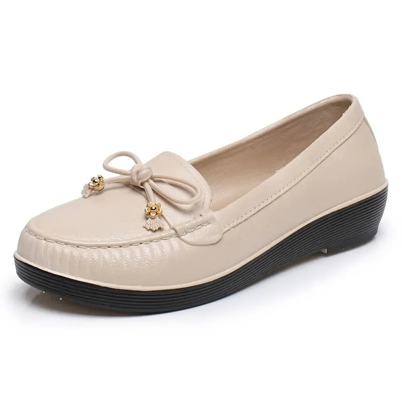 Maxy women casual round toe street anti skid shoes lady leisure black comfort hotel work flats red loafers fa42