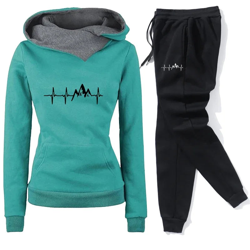 Maxy Daily Autumn Winter Quality Hoodies Women's Tracksuit Casual Print Single Sport Pants Comfort Outdoors Jogging Gym Woman Fashion
