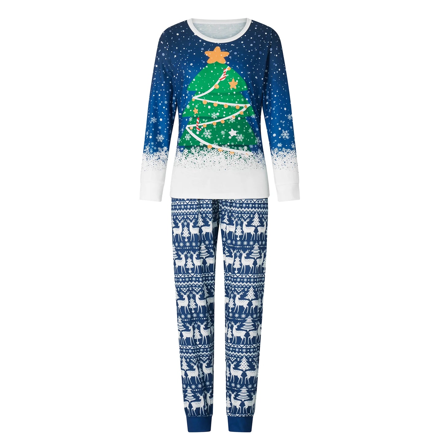 Christmas Family Pajamas Matching Set Santa Claus Print Long Sleeve Tops and Snowman Print Pants Sleepwear for the Holidays