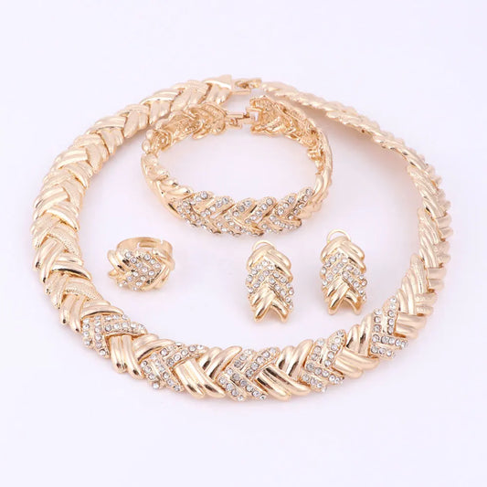 Fashion Dubai Gold Color Jewelry Sets Costume Big Design Gold Color Nigerian Wedding African Beads Jewelry Sets