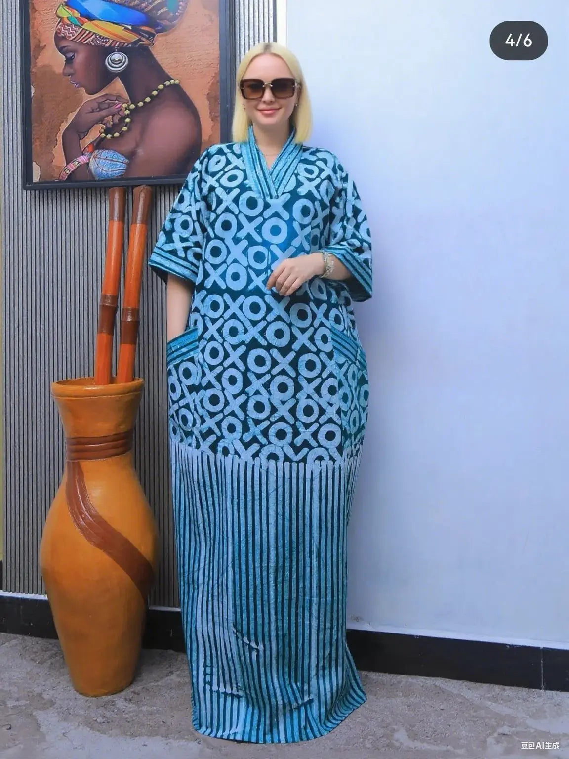Amay Plus Size Dresses for Women Spring Autumn African V-neck Half Sleeve Wedding Party Evening Long Dress Robes Gowns