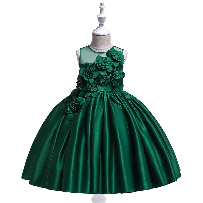 Maxy Elegant Party Flower Girls Dress Evening Costume Bow Wedding Princess Dresses Girl Summer Birthday Bridesmaid Prom Gown Vestido