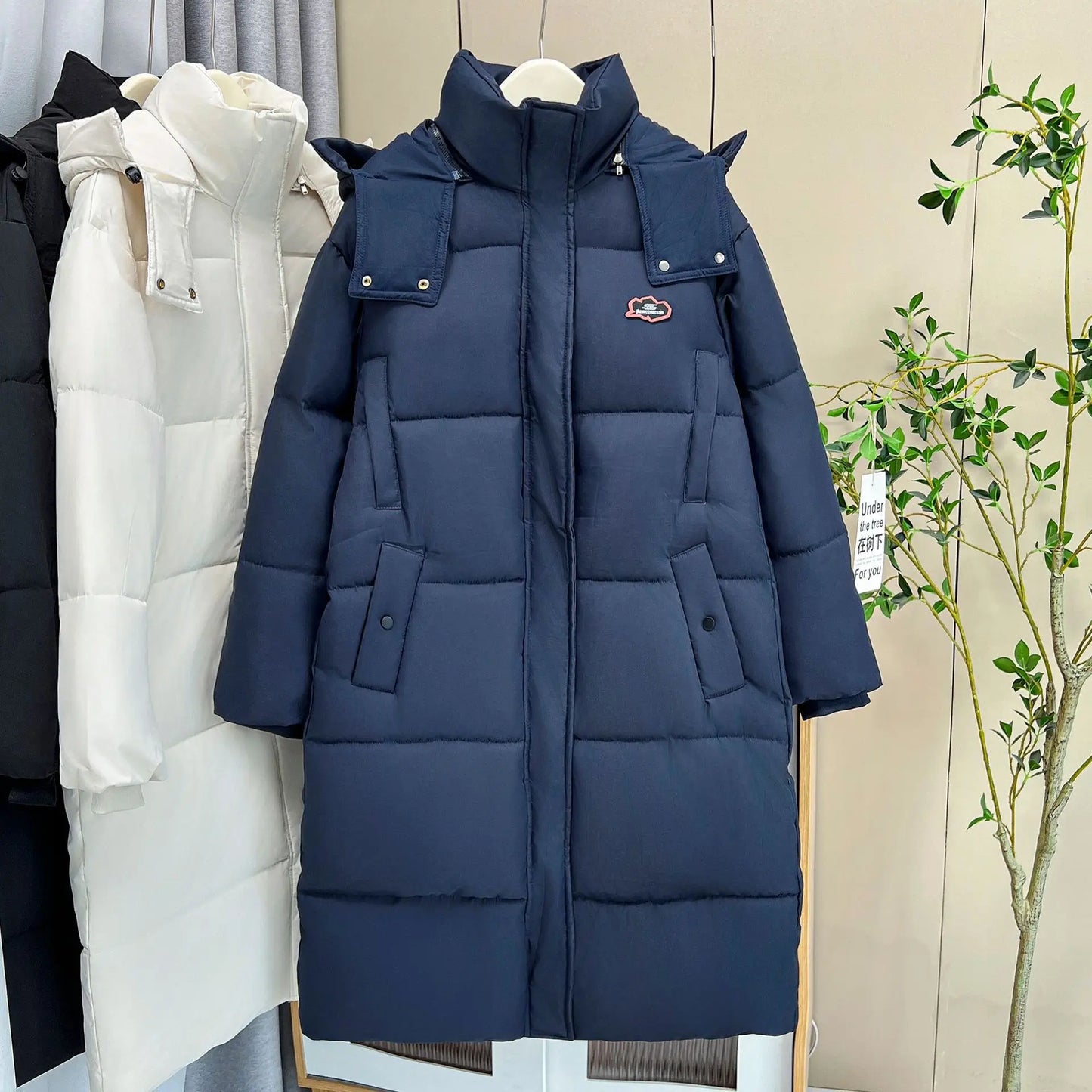 Maxy Plus Size Women Parka Winter New Loose Fashion Casual Couple Hooded Thickened x-long Warm cotton-padded Jacket 368