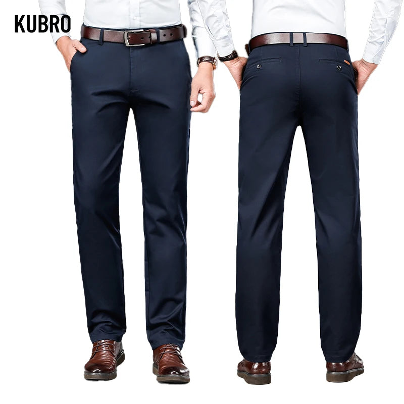Maxy High Quality Men's Clothing Autumn Winter Office Business Casual Suit Trousers American Elegant Loose Straight Cargo Pants