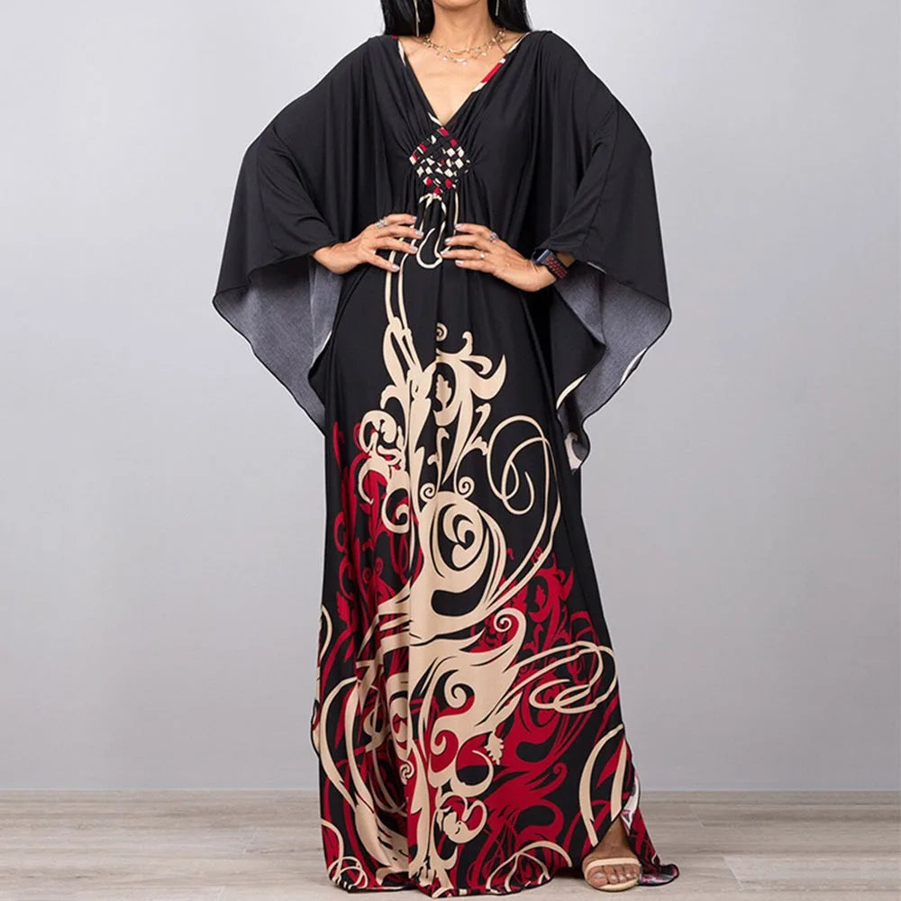 Maxy Long Dress Summer Sunscreen Smock Casual Loose Swimsuit Cover Up Dress Vacation Bathing Suit Bikini Cover-Ups for Women