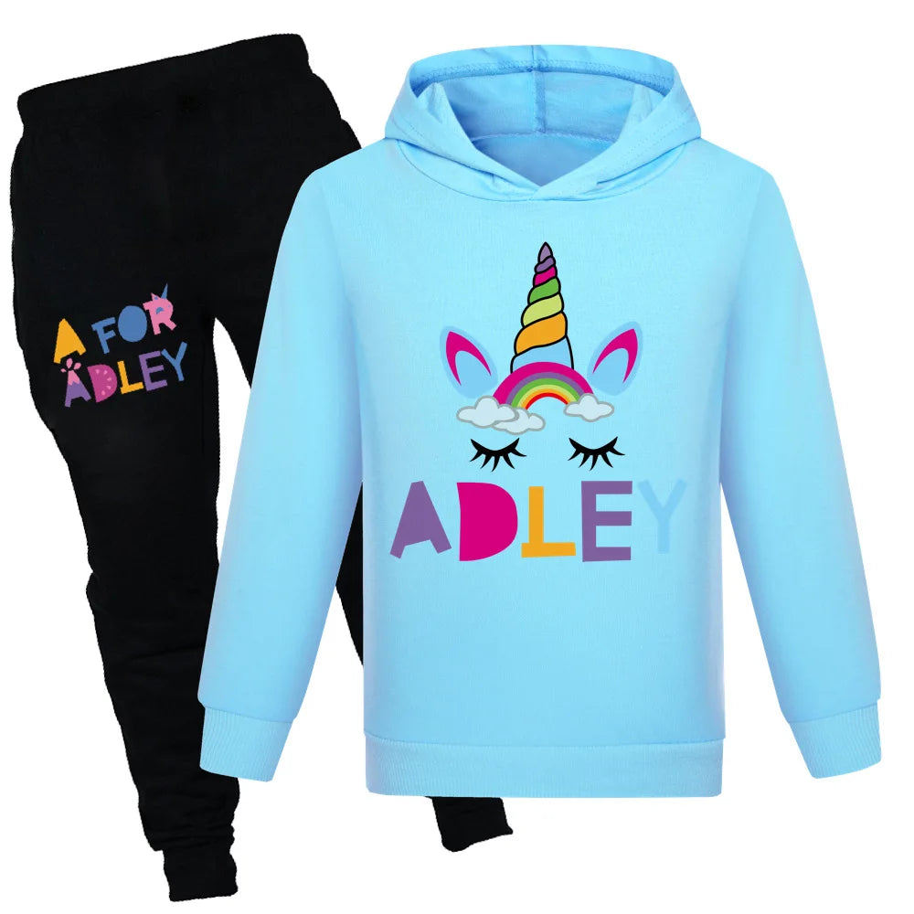 Maxy Children's Clothing A for Adley Girls Boys Clothes Sets Spring Fall Long Sleeve Sweatshirt+Pants Suits Baby 2pcs Girls Set