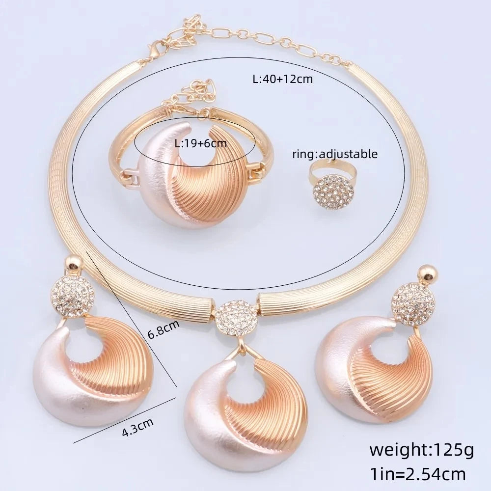 Maxy Handmade Gold Color Crystal Jewelry Fashion Wedding  Costume Necklace Earring Bangle Ring Jewelry Sets