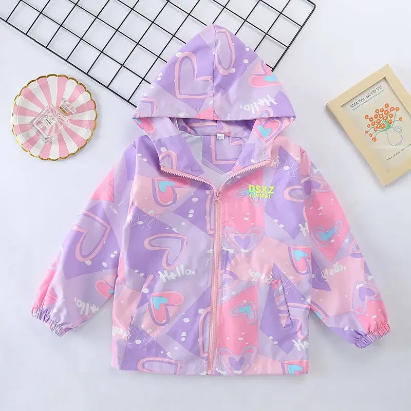 Waterproof Hooded Coat Kids Cartoon Girls Lovely Warm Rmovable Fleece Lined Jacket Cotton Padded Cothes Children Outfit XMP95