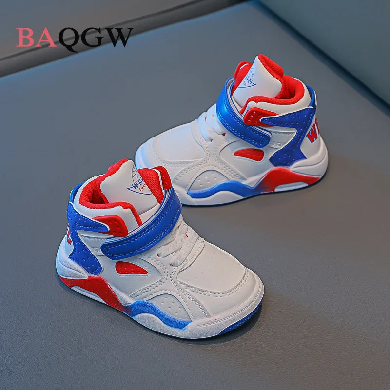 Babs Size 21-36 Children Basketball Shoes Girls Boys Hig-top Breathable Sport Shoe Kids Soft Bottom Running Sneakers Baby Toddlers