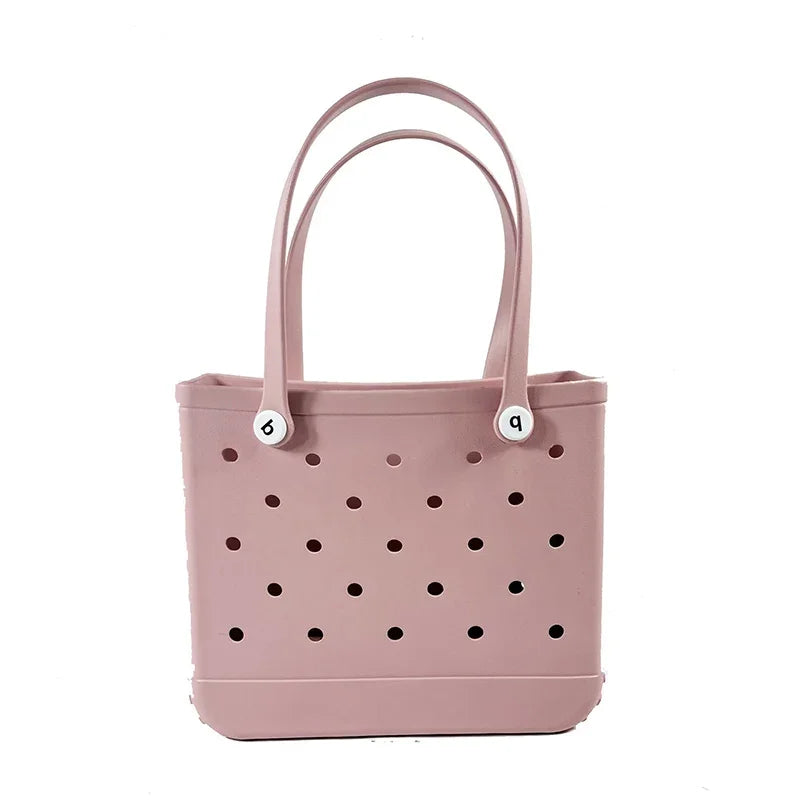 Maxy EVA Beach Tote Bag Large Waterproof Handbag with Holes for Pool Travel Picnic Outdoor Storage Washable Sandproof Shoulder Bag