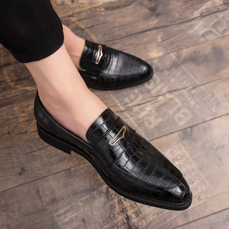 Amay Shoes men leather original Italian classic blue penny loafer shoes red dress shoes wedding shoes men formal flats big size 38-48