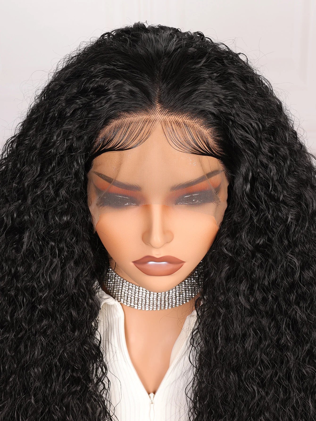 Amay Soft Glueless 180Density 26Inch Long Black Kinky Curly Deep Lace Front Wig For Women With Baby Hair Preplucked Daily