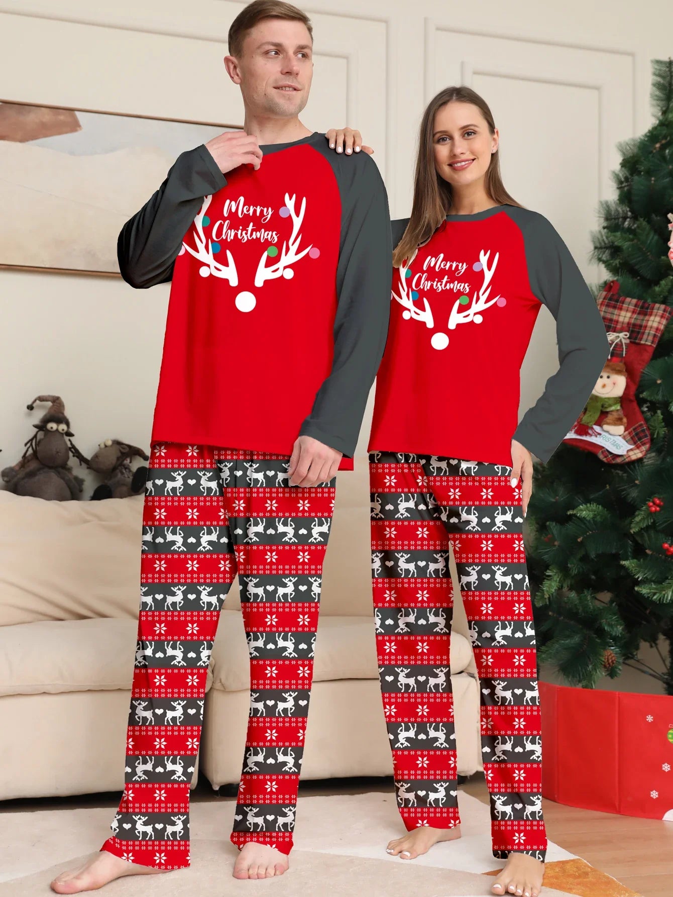 New DIY Blank on the Front Family 2023 Christmas Pajamas Set Adult Kids Baby&Dog Matching Clothes Soft Sleepwear Family Look Pjs