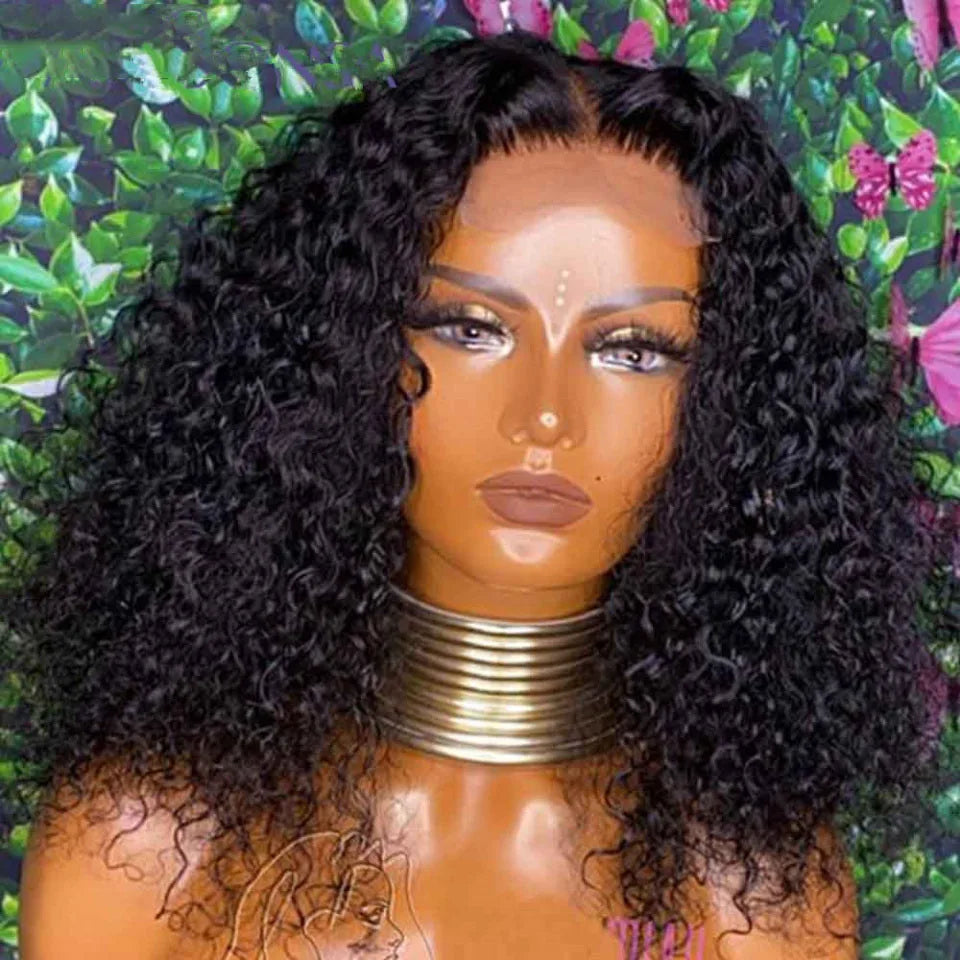 Maxy Glueless 180 Density Kinky Curly Short Bob Lace Front Wig for Black Women Preplucked BabyHair Long Heat Resistant Daily Cosplay