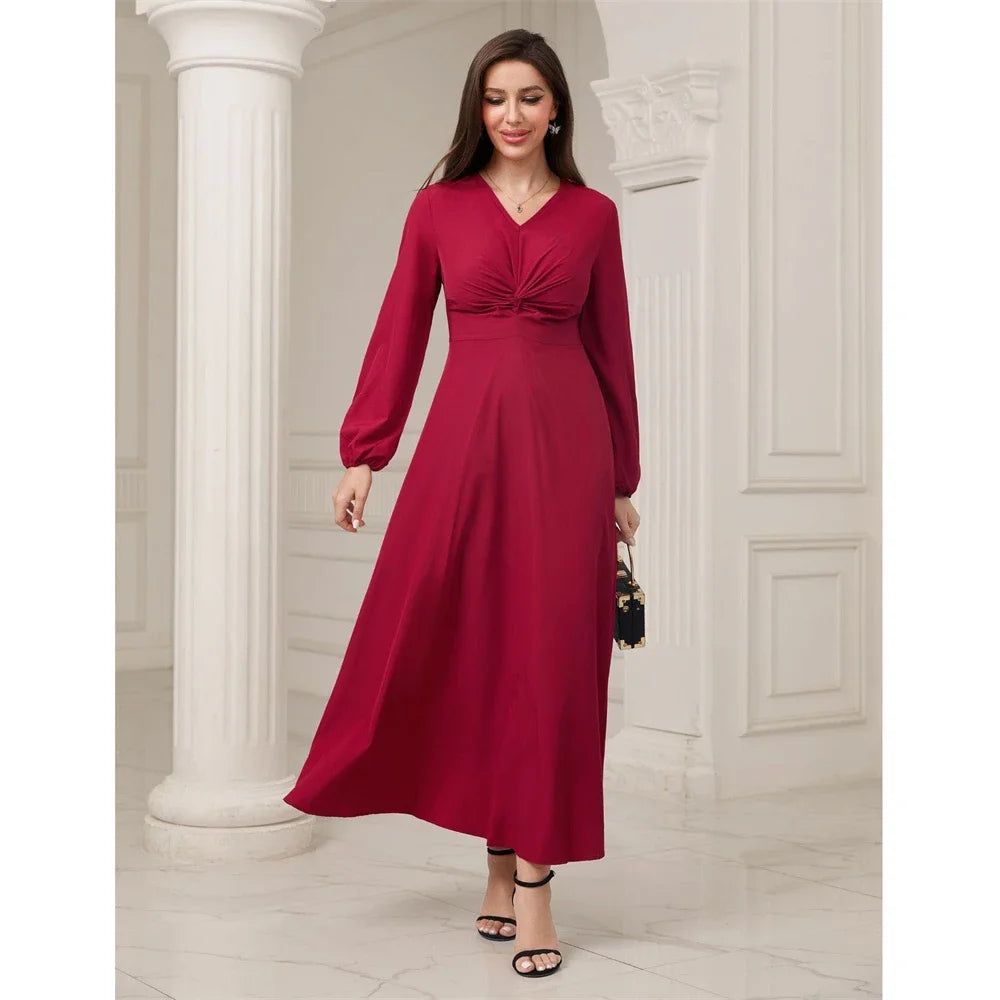 Maxy Autumn Fashion Muslim Women Abaya Casual High Waist Long Maxy Dress Turkey Arabic Kaftan Islamic Party Gown Vestidos Caftan