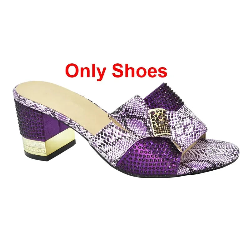 Maxy New Arrival Wedding Shoes for Women Bride Ladies Shoes and Sandals Italy Women Shoes and Bag Set Decorated with Rhinestone