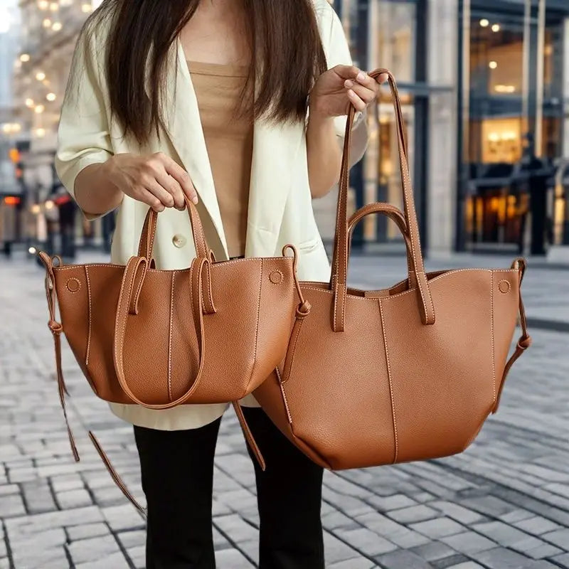 Maxy Fashion Brand Retro Tote Bag for Women French Niche Design Handbag PU Leather Composite Bag Large Capacity Underarm Shoulder Bag