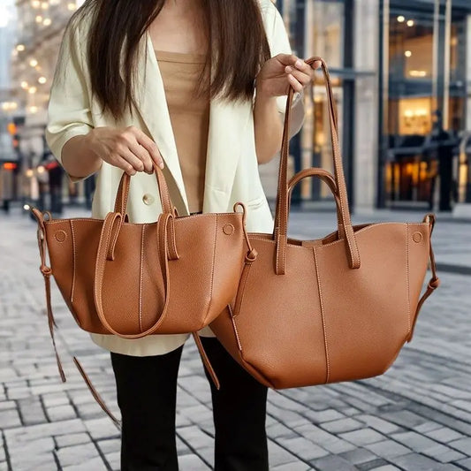 Maxy Fashion Brand Retro Tote Bag for Women French Niche Design Handbag PU Leather Composite Bag Large Capacity Underarm Shoulder Bag