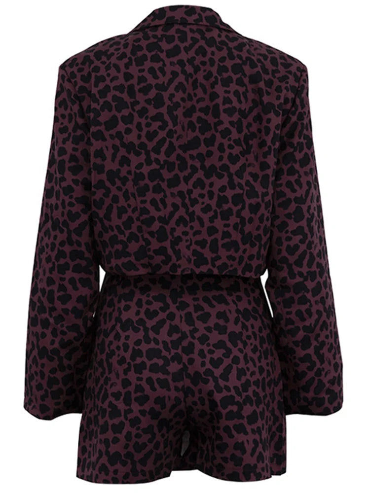 Maxy Women Red Leopard Print Two-piece Suit Blazer Lapel Long Sleeve Fashoin Tide Half Body Skirt Spring Autumn New A531