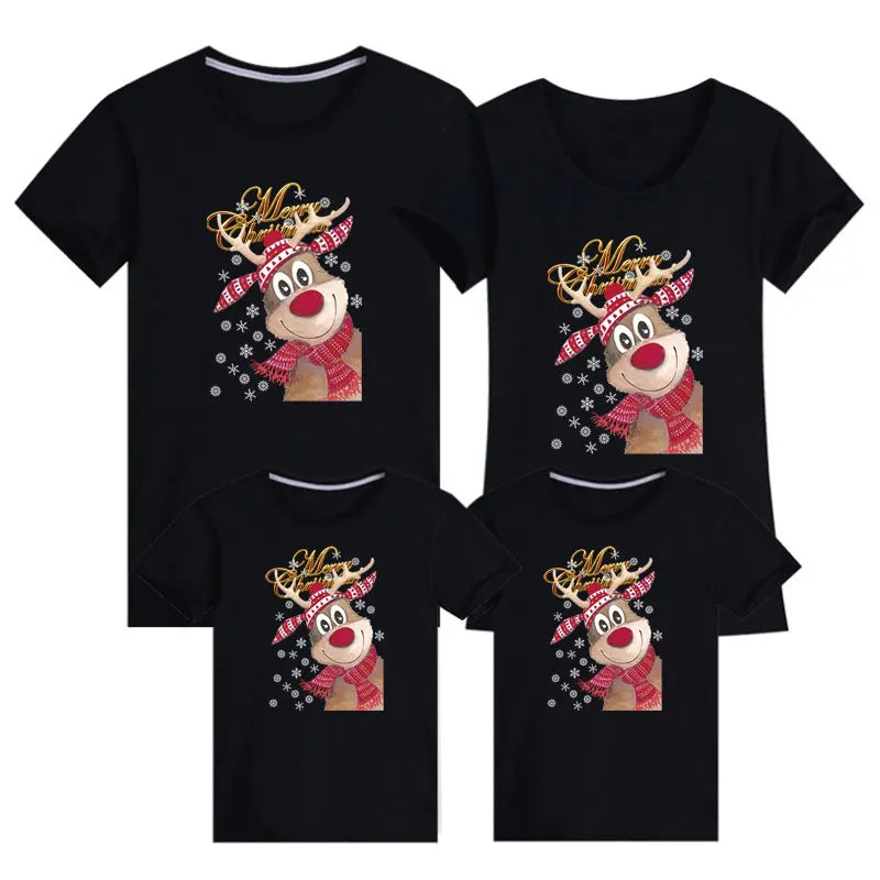 Maxy 2024 Christmas Daddy Mommy Baby Merry Family Look Casual Family Tshirt Christmas Deer Matching Family Outfits Baby Romper Cotton