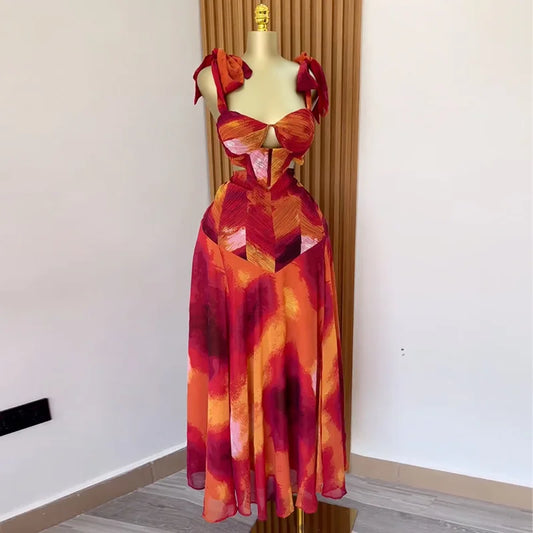 Maxy Party Dress Women Long Dresses V Neck Sling High Waist Slim Pleated Elegant Y2k Maxy Sleeveless Elegant Streetwear