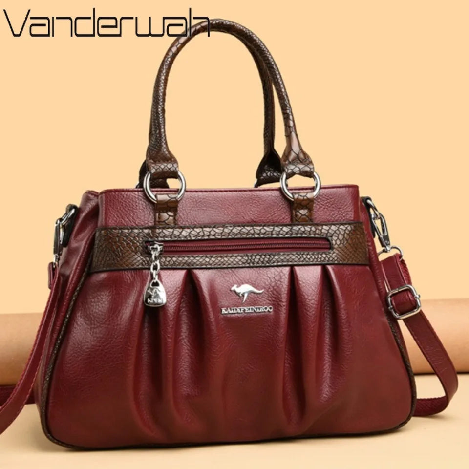 Maxy Three Layers Luxury Casual Tote Women Bag High Quality Leather Ladies Hand Bags for Women Big Shoulder Crossbody Bags Sac A Main