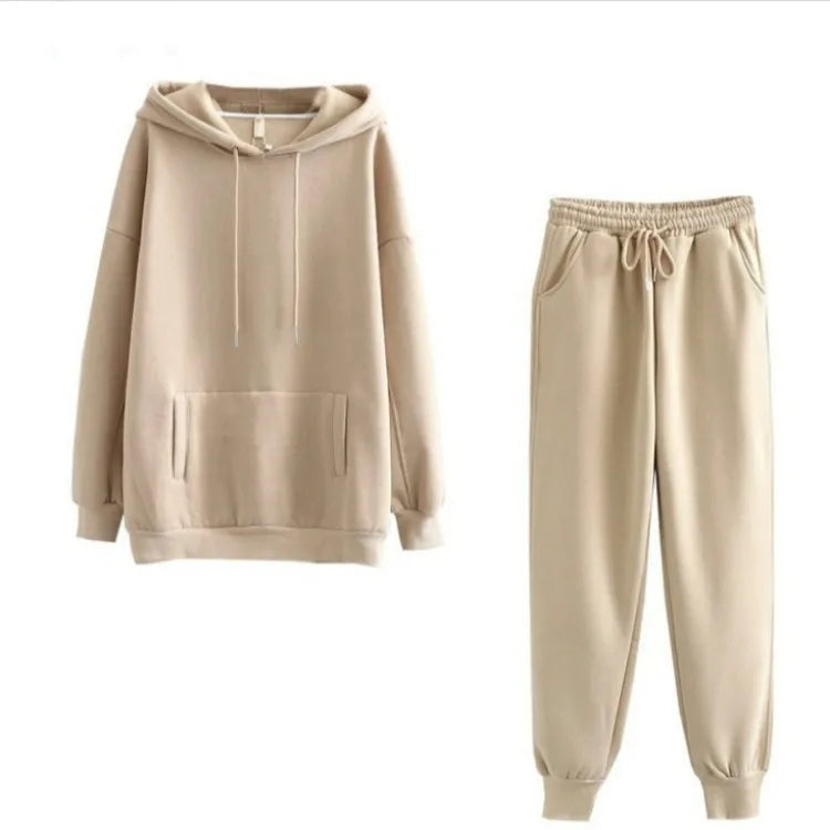 Maxy Oversized Tracksuit Women Suit Fleece Hoodies Casual Sports Set Sweatshirts Pullover Jogging Sweatpants Korean Fashion