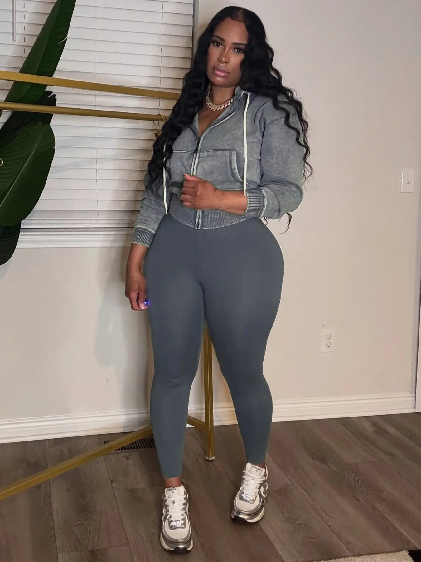 Maxy Koilu Casual Sporty 2 Piece Set Woman Autumn Trend Washed Style Drawstring Hooded Jacket+Solid Yoga Pants Daily Simple Tracksuit