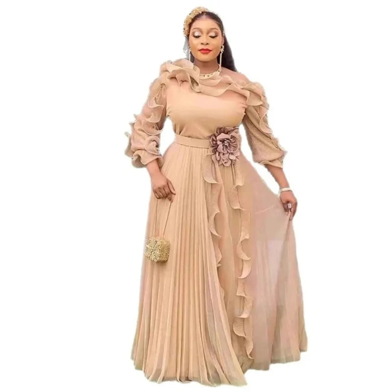 Amay Plus Size Evening Dresses for Women Luxury Solid Gown Elegant Wedding Party Long Dress Ankara Ladies Clothing Outfits