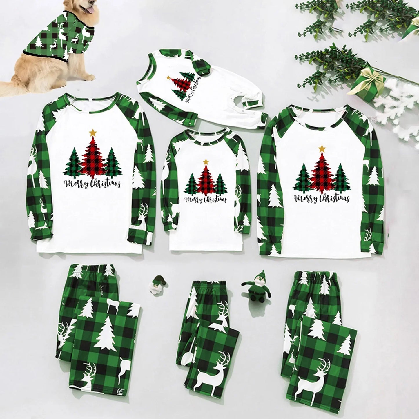 Merry Christmas Family Matching Pajamas Set Mother Father Kids Elk Clothes Baby Rompers Family Look Sleepwear Pyjamas Xmas Gifts